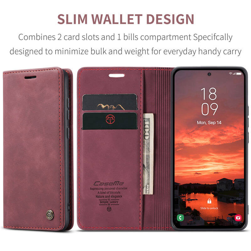 CaseMe Samsung Galaxy S25 Plus Wallet Suede Leather Case