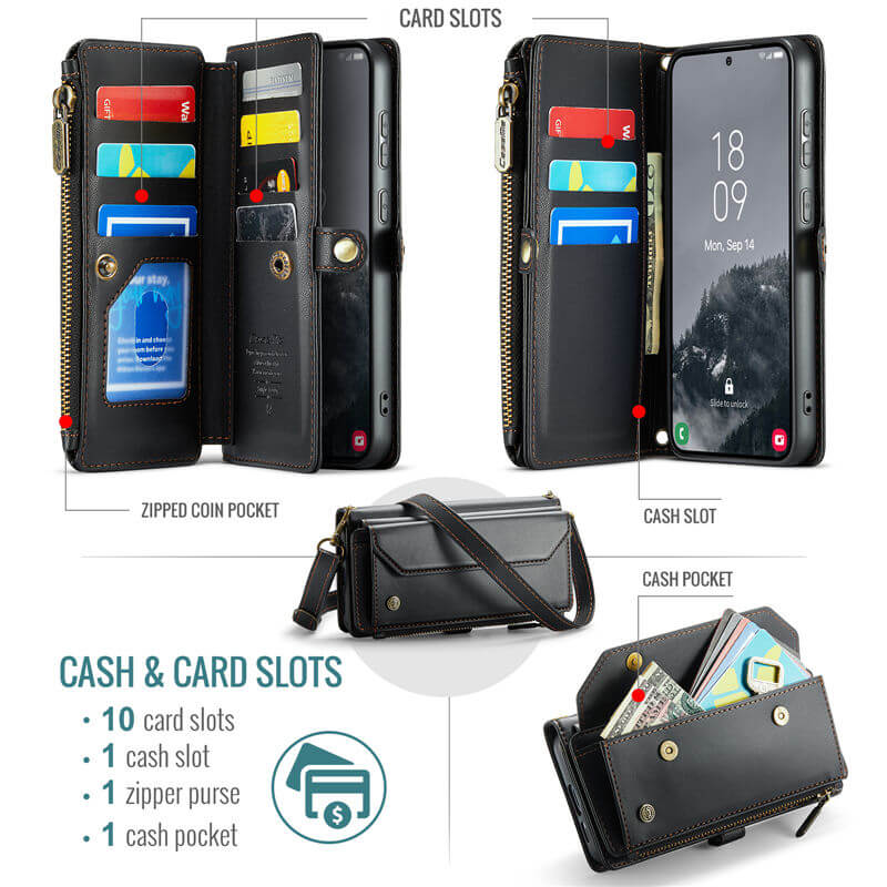 CaseMe Samsung Galaxy S25 Plus Wallet RFID Blocking Crossbody Phone Case