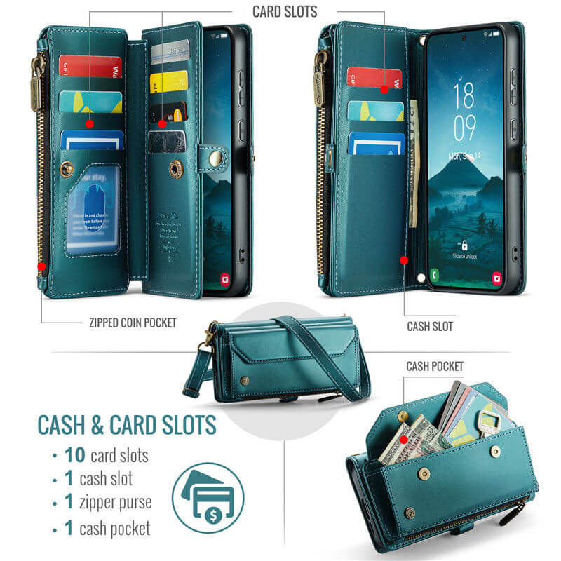 CaseMe Samsung Galaxy S25 Plus Wallet RFID Blocking Crossbody Phone Case