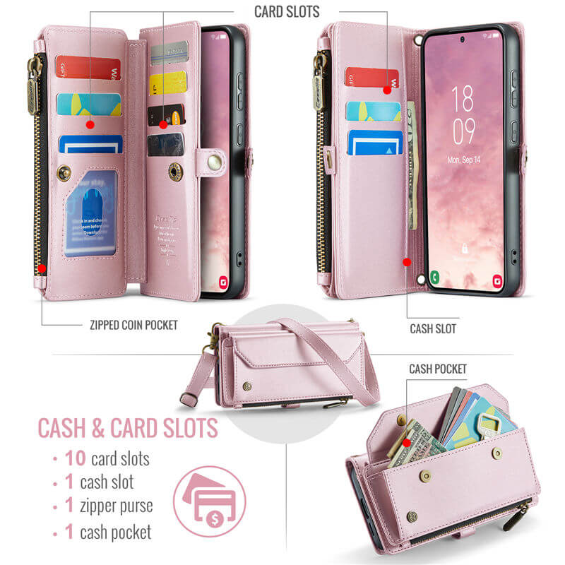 CaseMe Samsung Galaxy S25 Plus Wallet RFID Blocking Crossbody Phone Case