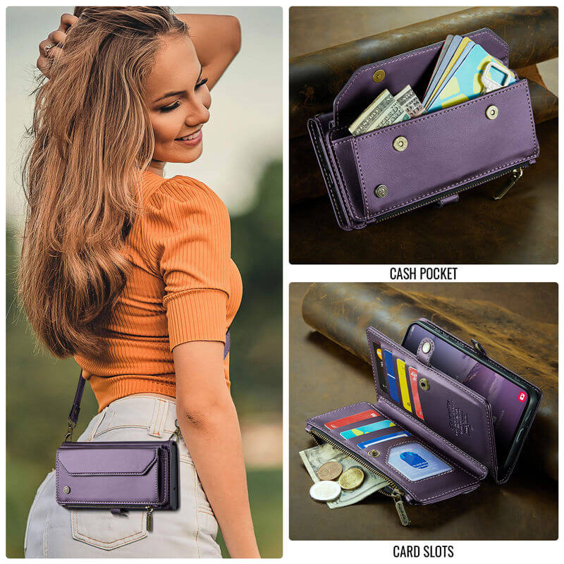 CaseMe Samsung Galaxy S25 Plus Wallet RFID Blocking Crossbody Phone Case