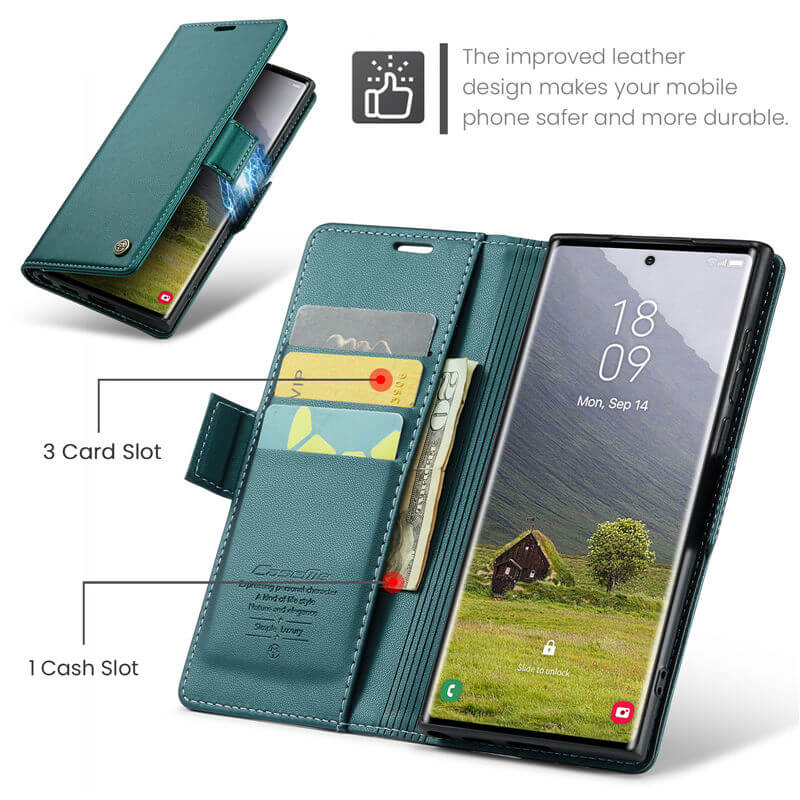 CaseMe Samsung Galaxy S25 Ultra Wallet RFID Blocking Case