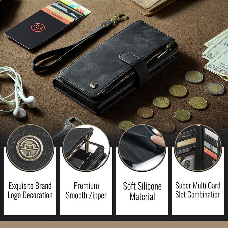 CaseMe Samsung Galaxy S25 Ultra Wallet Case with Wrist Strap