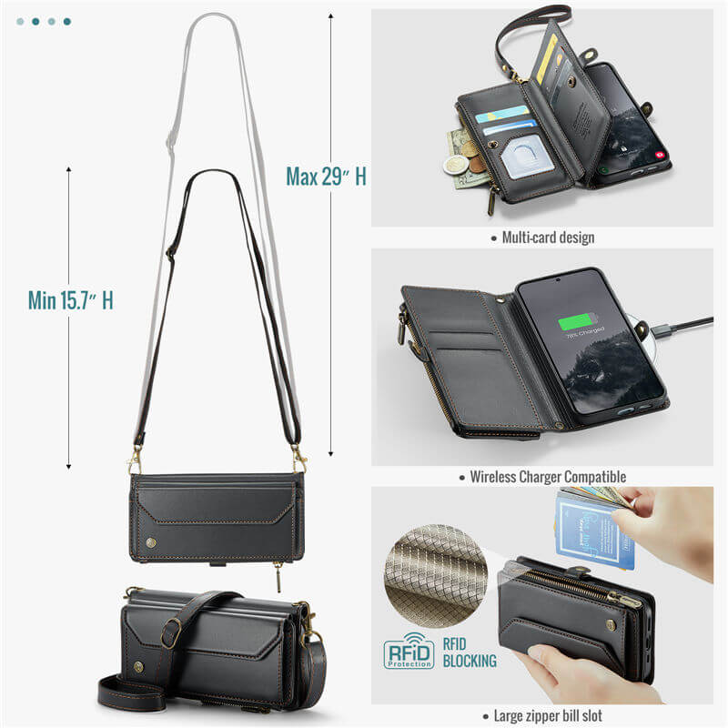 CaseMe Samsung Galaxy S25 Wallet RFID Blocking Crossbody Phone Case