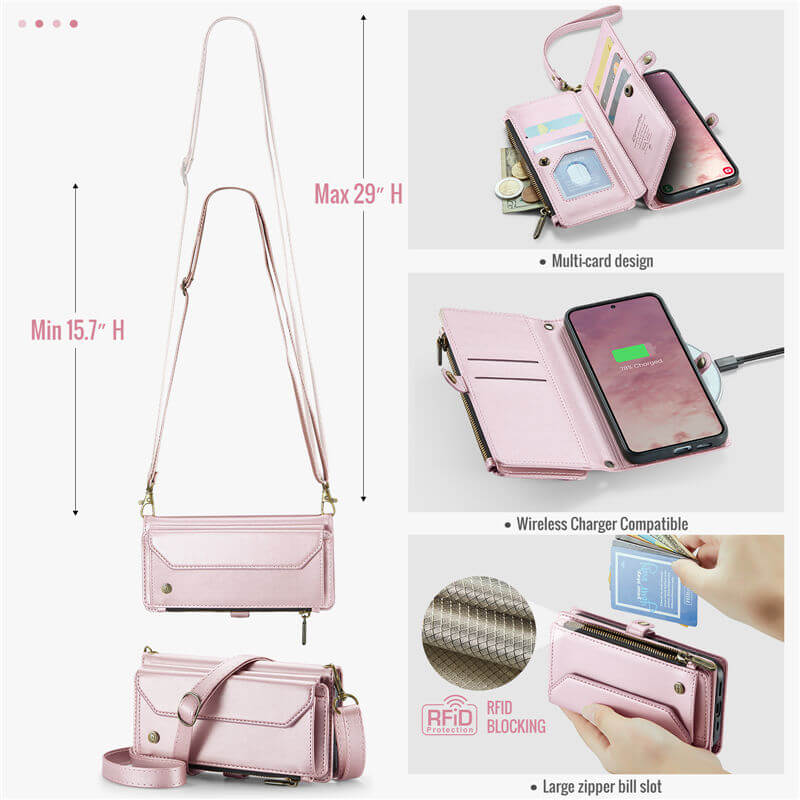 CaseMe Samsung Galaxy S25 Wallet RFID Blocking Crossbody Phone Case