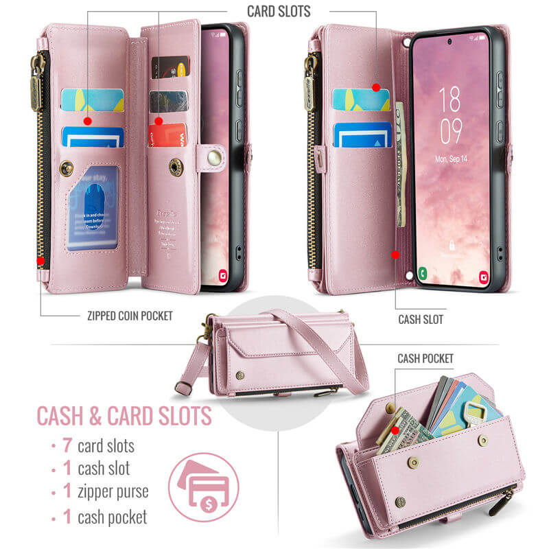 CaseMe Samsung Galaxy S25 Wallet RFID Blocking Crossbody Phone Case