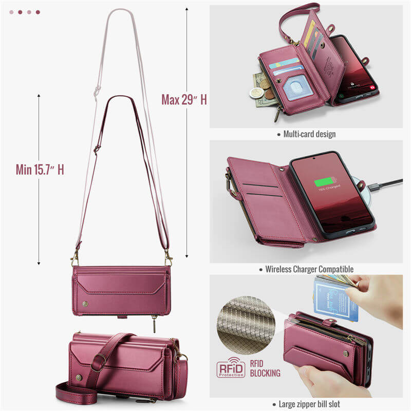 CaseMe Samsung Galaxy S25 Wallet RFID Blocking Crossbody Phone Case