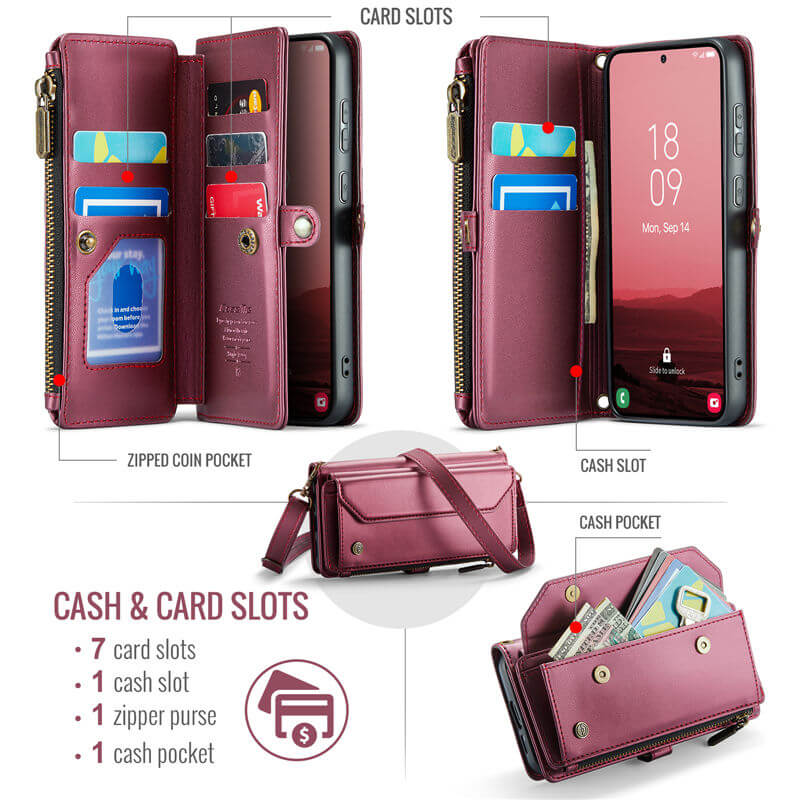 CaseMe Samsung Galaxy S25 Wallet RFID Blocking Crossbody Phone Case