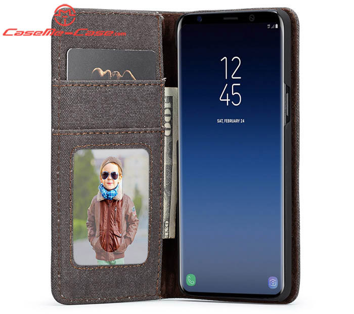 CaseMe Samsung Galaxy S9 Plus Canvas Leather Wallet Magnetic Case