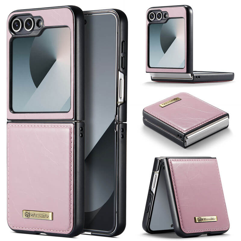 CaseMe Samsung Galaxy Z Flip6 Retro PU Leather Case Pink