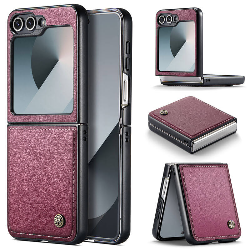 CaseMe Samsung Galaxy Z Flip6 Litchi Skin PU Leather Case Red