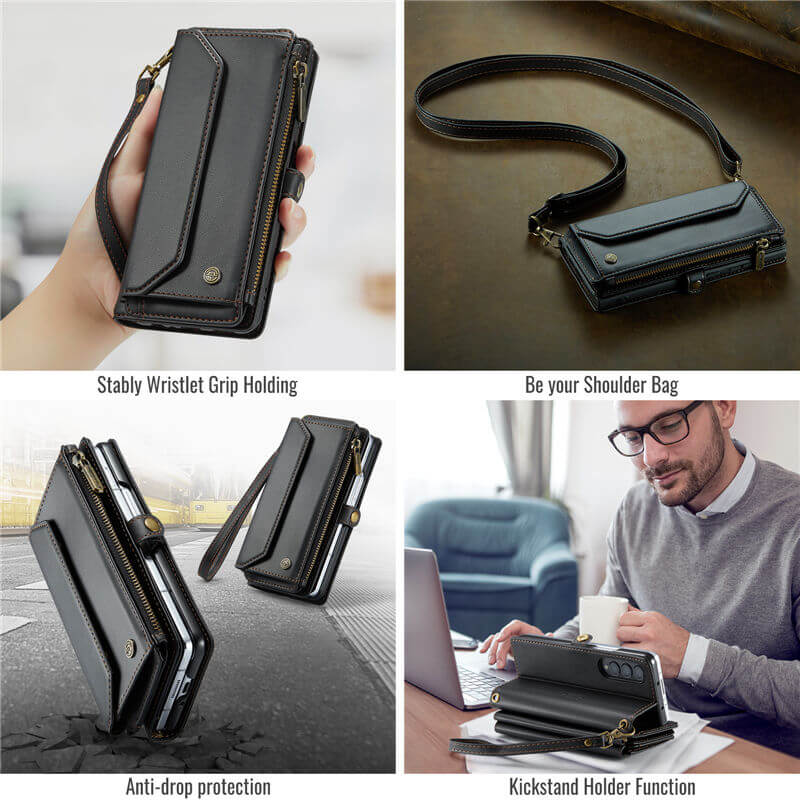 CaseMe Samsung Galaxy Z Fold3 Wallet RFID Blocking Crossbody Phone Case