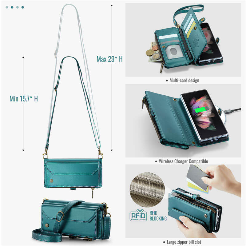 CaseMe Samsung Galaxy Z Fold3 Wallet RFID Blocking Crossbody Phone Case