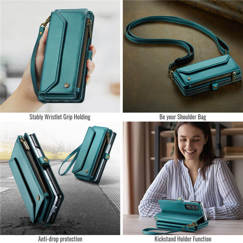 CaseMe Samsung Galaxy Z Fold3 Wallet RFID Blocking Crossbody Phone Case