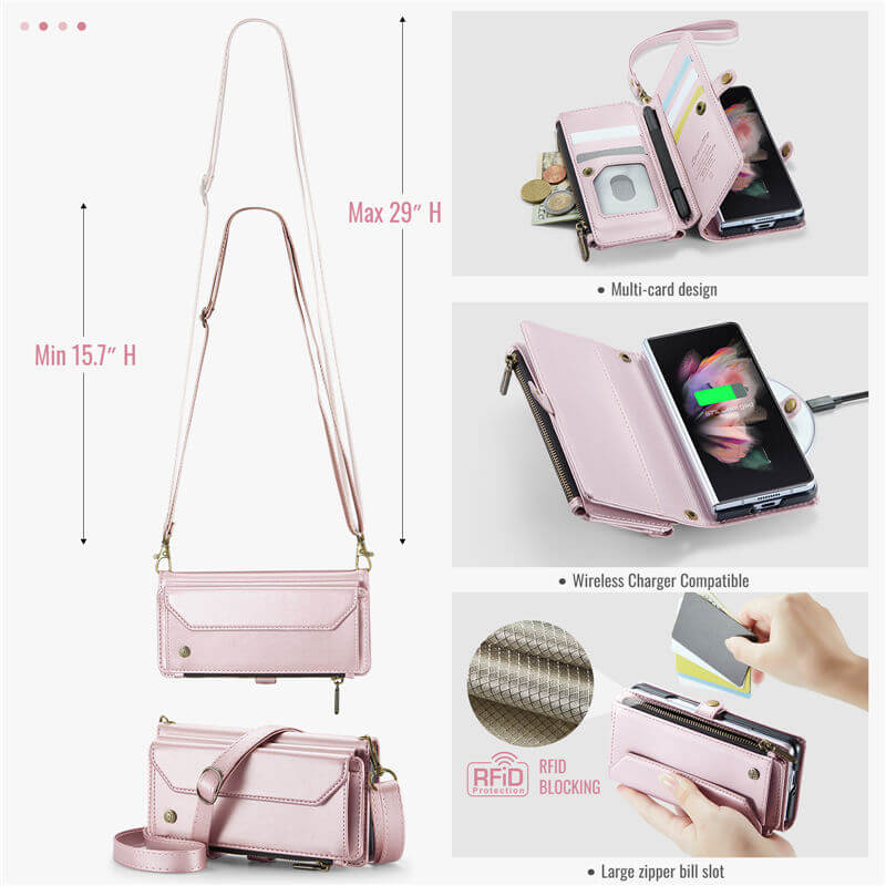 CaseMe Samsung Galaxy Z Fold3 Wallet RFID Blocking Crossbody Phone Case