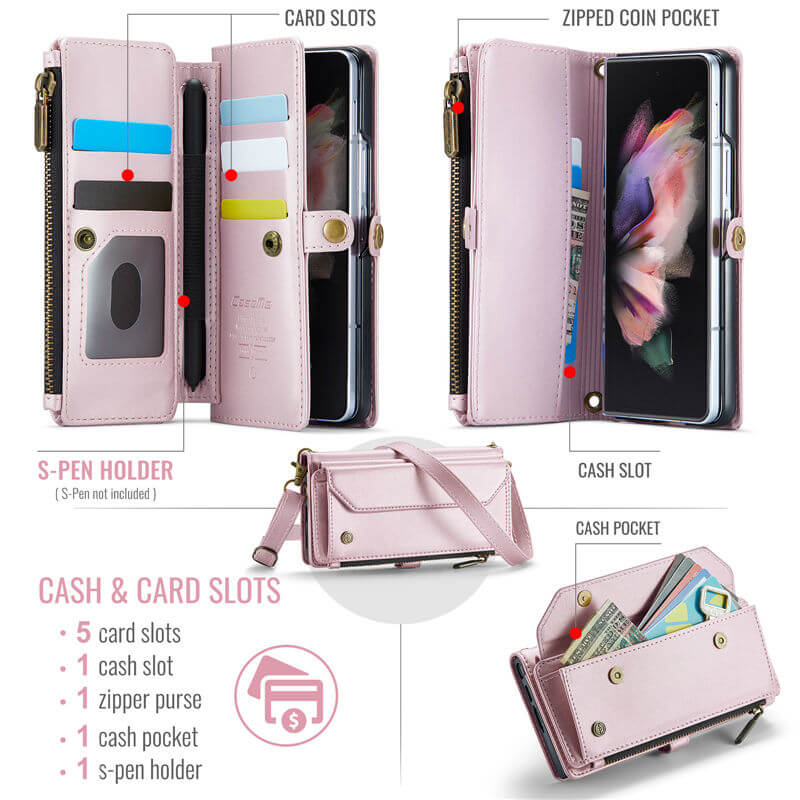 CaseMe Samsung Galaxy Z Fold3 Wallet RFID Blocking Crossbody Phone Case