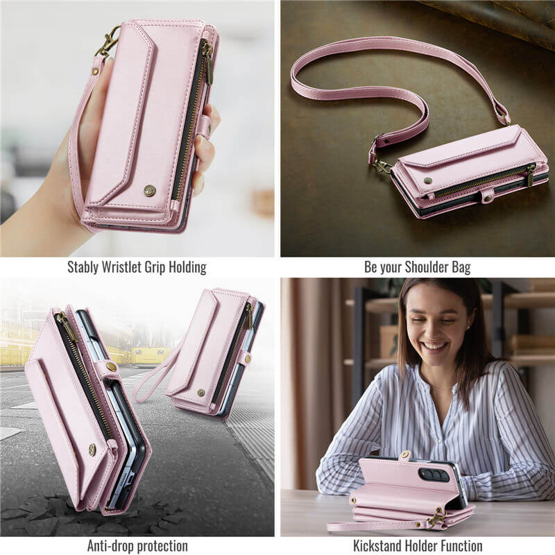 CaseMe Samsung Galaxy Z Fold3 Wallet RFID Blocking Crossbody Phone Case