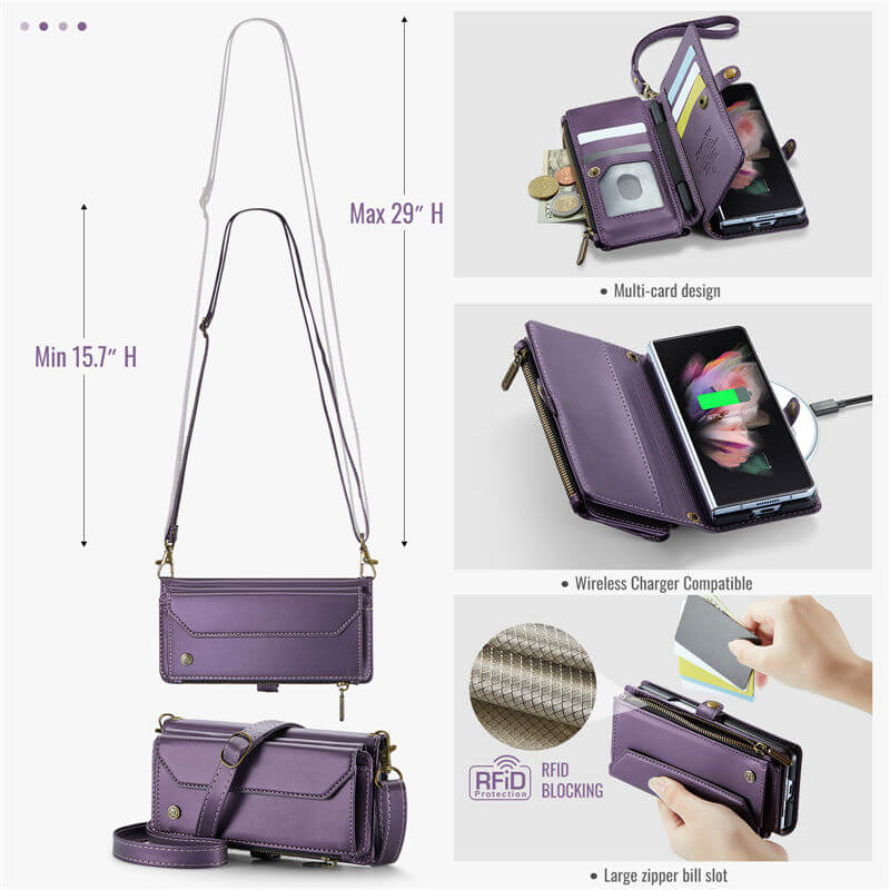 CaseMe Samsung Galaxy Z Fold3 Wallet RFID Blocking Crossbody Phone Case