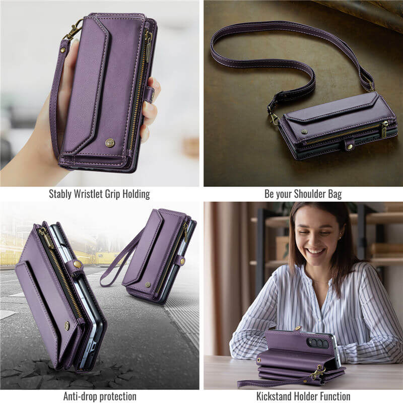 CaseMe Samsung Galaxy Z Fold3 Wallet RFID Blocking Crossbody Phone Case