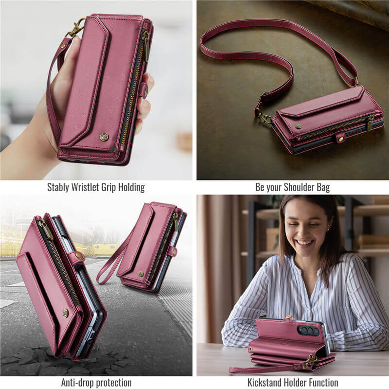 CaseMe Samsung Galaxy Z Fold3 Wallet RFID Blocking Crossbody Phone Case