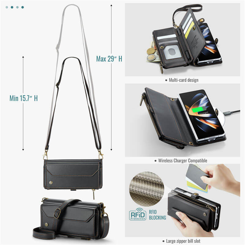 CaseMe Samsung Galaxy Z Fold4 Wallet RFID Blocking Crossbody Phone Case