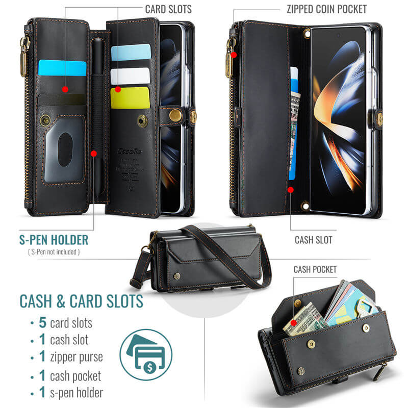 CaseMe Samsung Galaxy Z Fold4 Wallet RFID Blocking Crossbody Phone Case