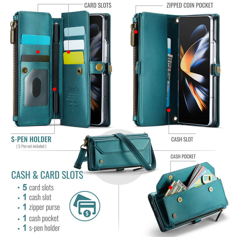 CaseMe Samsung Galaxy Z Fold4 Wallet RFID Blocking Crossbody Phone Case