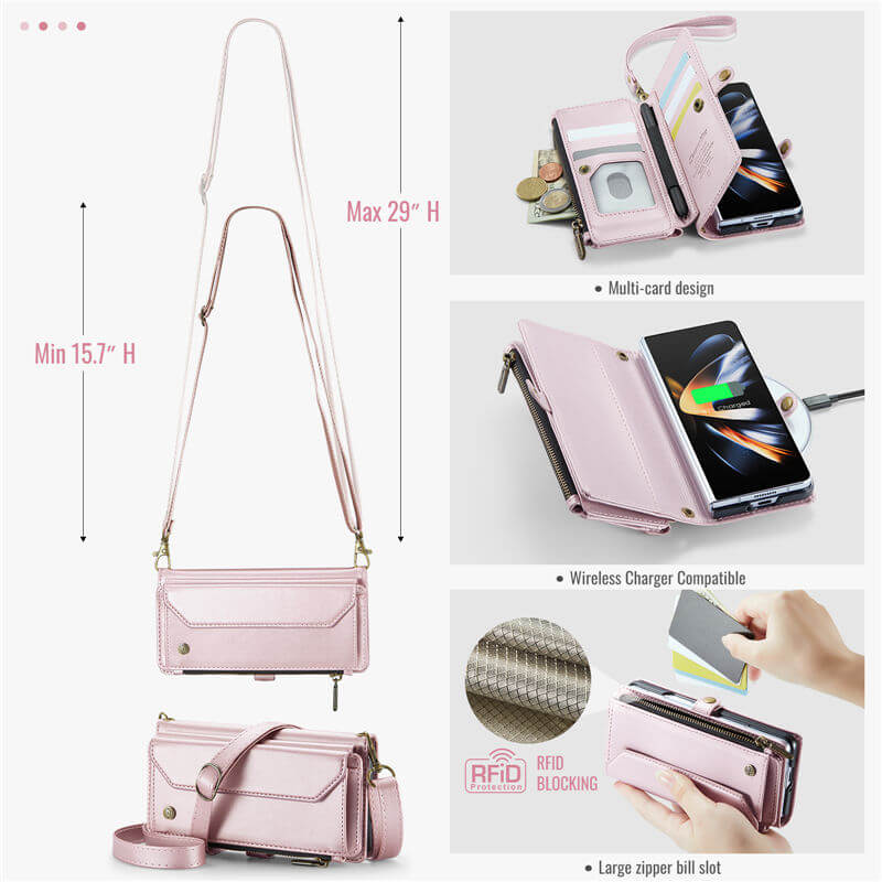 CaseMe Samsung Galaxy Z Fold4 Wallet RFID Blocking Crossbody Phone Case