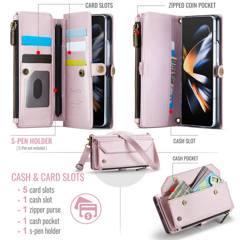 CaseMe Samsung Galaxy Z Fold4 Wallet RFID Blocking Crossbody Phone Case