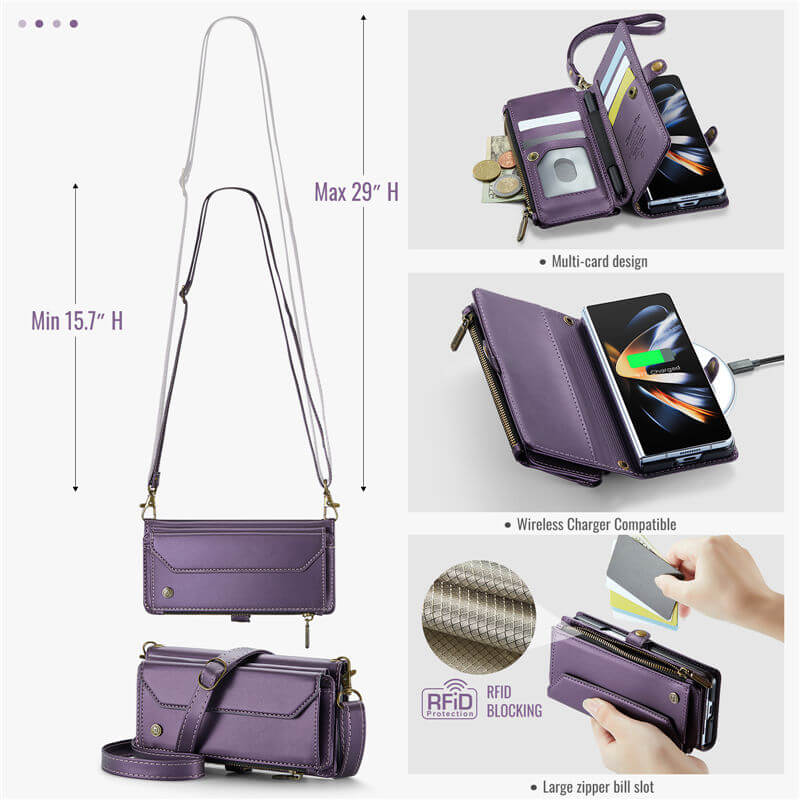 CaseMe Samsung Galaxy Z Fold4 Wallet RFID Blocking Crossbody Phone Case