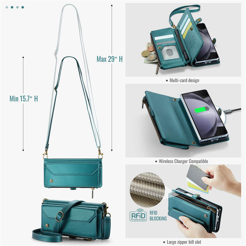 CaseMe Samsung Galaxy Z Fold5 Wallet RFID Blocking Crossbody Phone Case