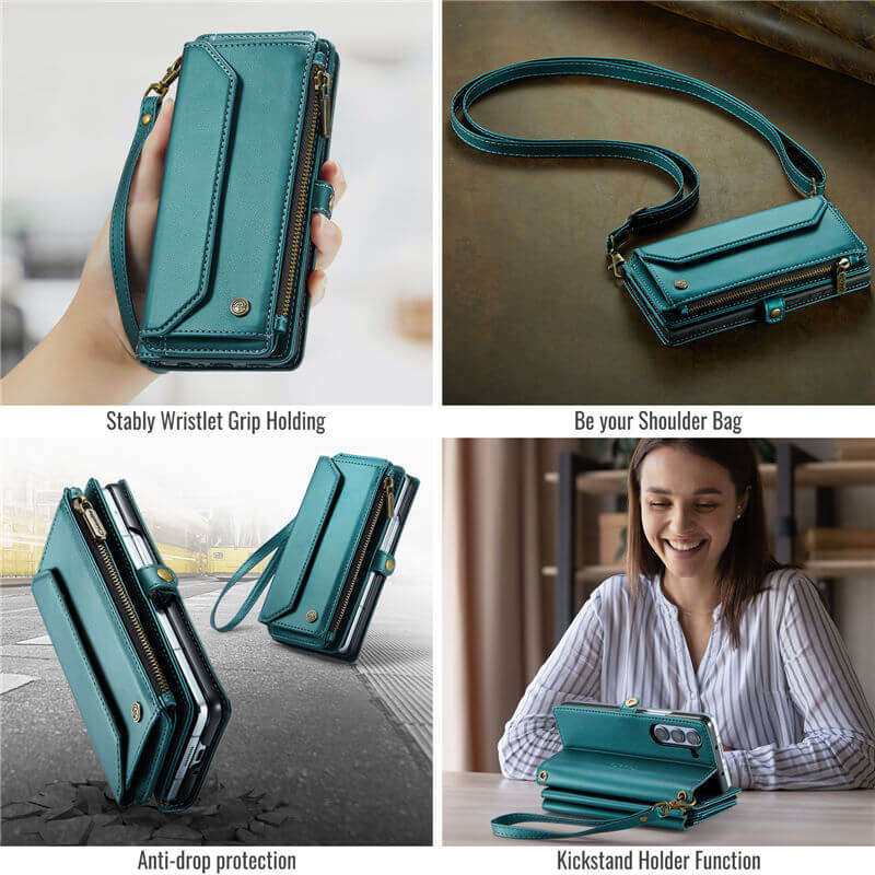 CaseMe Samsung Galaxy Z Fold5 Wallet RFID Blocking Crossbody Phone Case