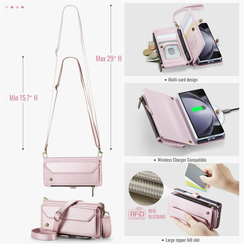 CaseMe Samsung Galaxy Z Fold5 Wallet RFID Blocking Crossbody Phone Case