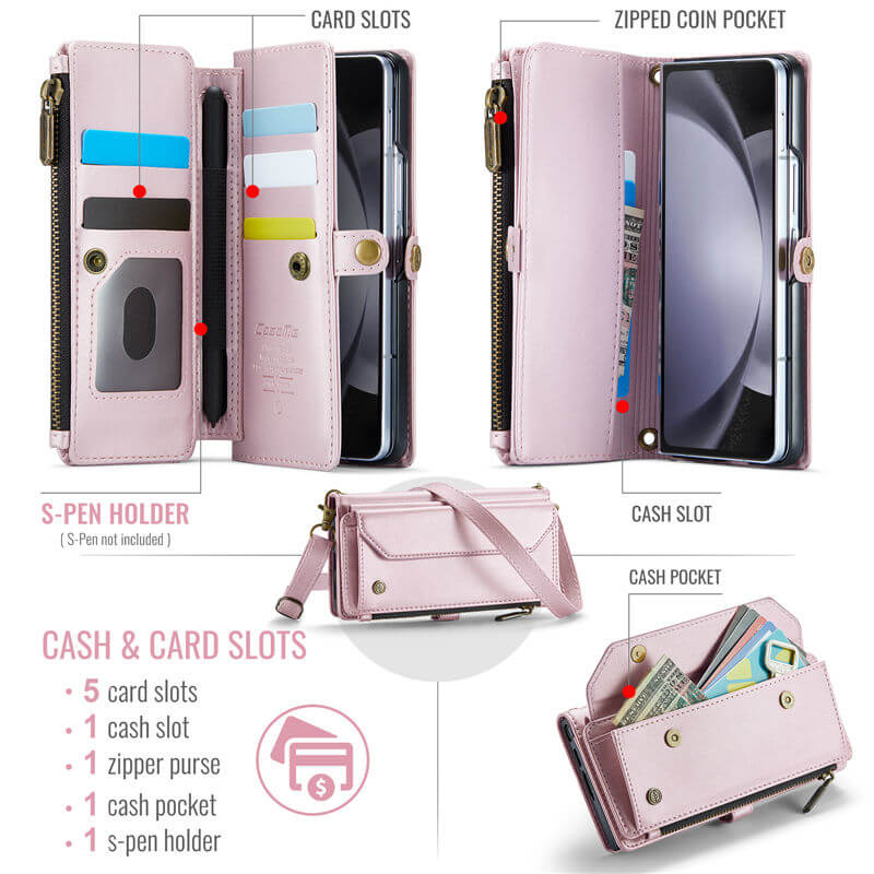 CaseMe Samsung Galaxy Z Fold5 Wallet RFID Blocking Crossbody Phone Case