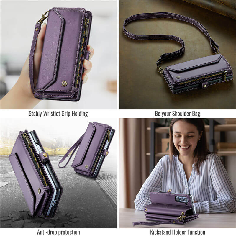 CaseMe Samsung Galaxy Z Fold5 Wallet RFID Blocking Crossbody Phone Case