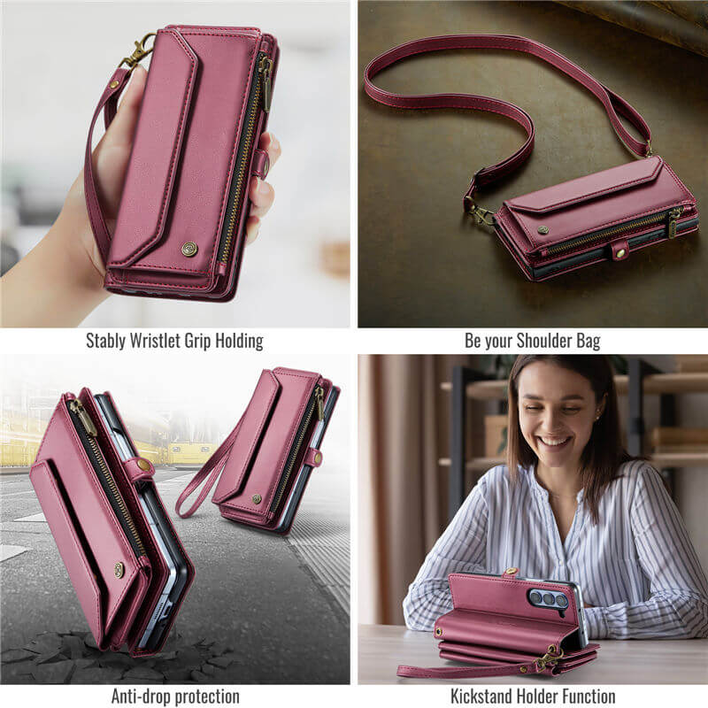 CaseMe Samsung Galaxy Z Fold5 Wallet RFID Blocking Crossbody Phone Case