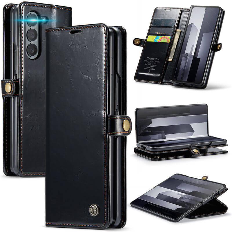 CaseMe Samsung Galaxy Z Fold6 Luxury Wallet Magnetic Case Black