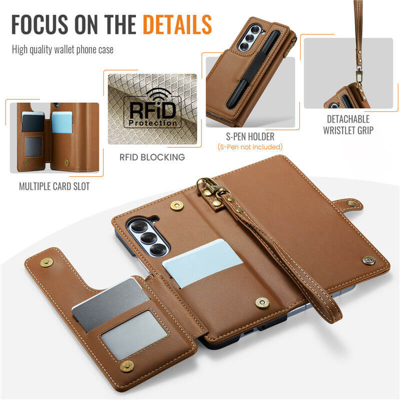 CaseMe Samsung Galaxy Z Fold6 Wallet RFID Blocking Kickstand Case