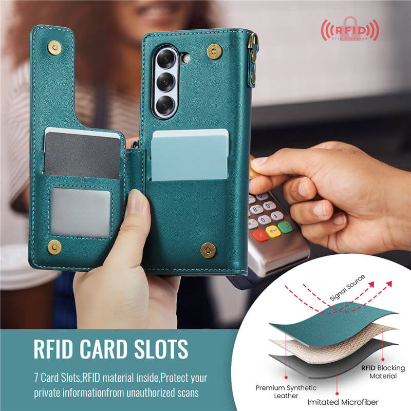 CaseMe Samsung Galaxy Z Fold6 Wallet RFID Blocking Kickstand Case