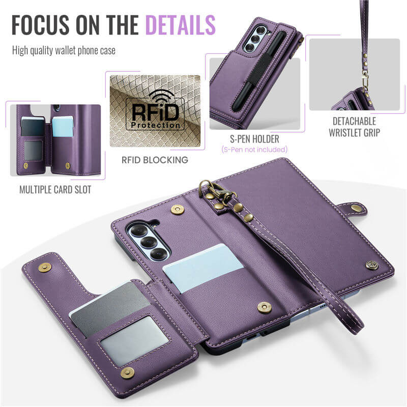 CaseMe Samsung Galaxy Z Fold6 Wallet RFID Blocking Kickstand Case