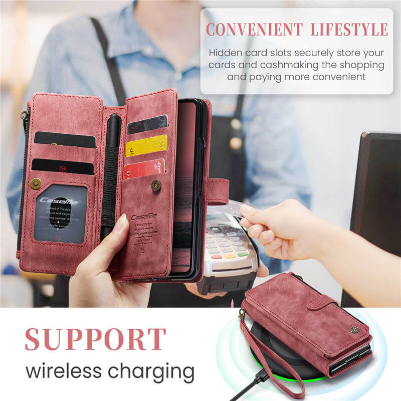 CaseMe Samsung Galaxy Z Fold6 Zipper Wallet Case with Wrist Strap