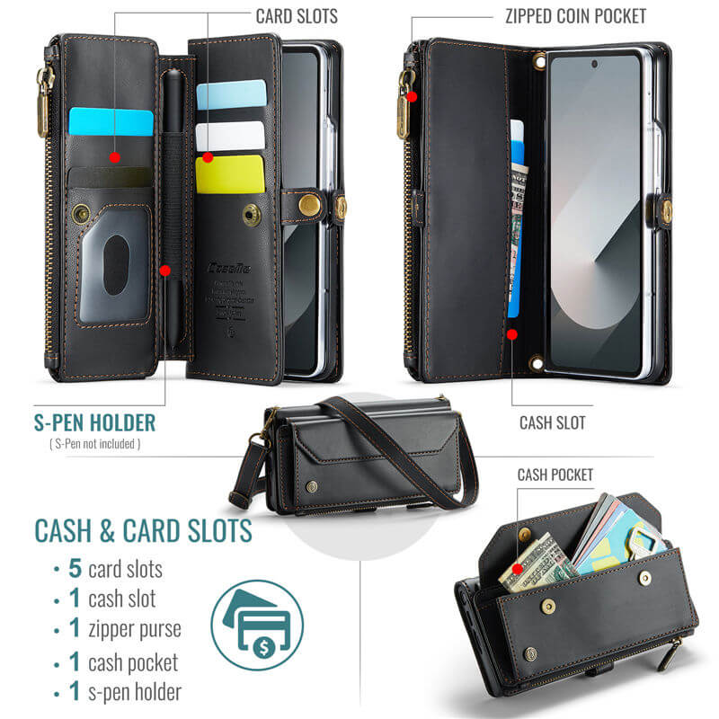 CaseMe Samsung Galaxy Z Fold6 Wallet RFID Blocking Crossbody Case