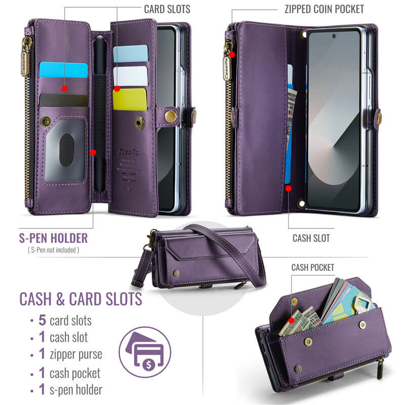 CaseMe Samsung Galaxy Z Fold6 Wallet RFID Blocking Crossbody Case