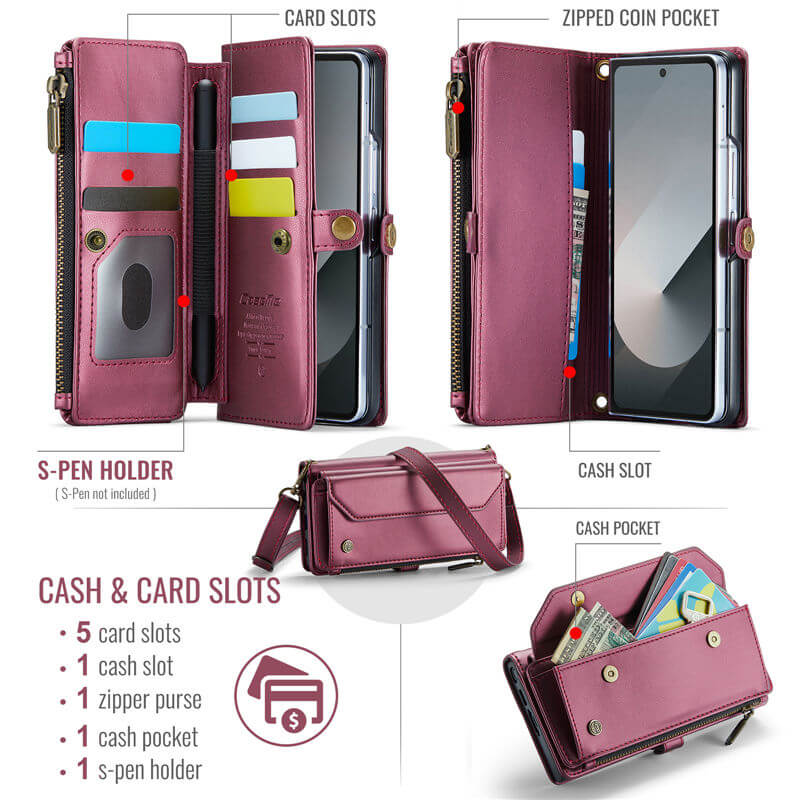 CaseMe Samsung Galaxy Z Fold6 Wallet RFID Blocking Crossbody Case