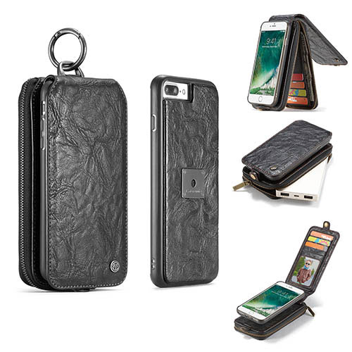 CaseMe iPhone 7 Plus Zipper Wallet Magnetic Detachable Flip Leather Case