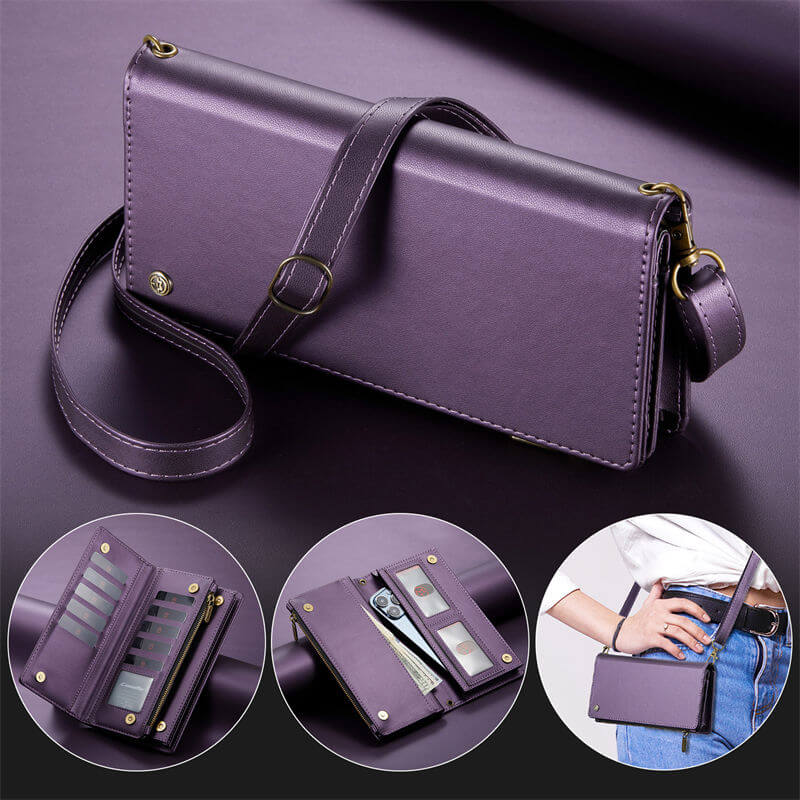 CaseMe Crossbody Bag For Zipper Wallet Phone Case Purple