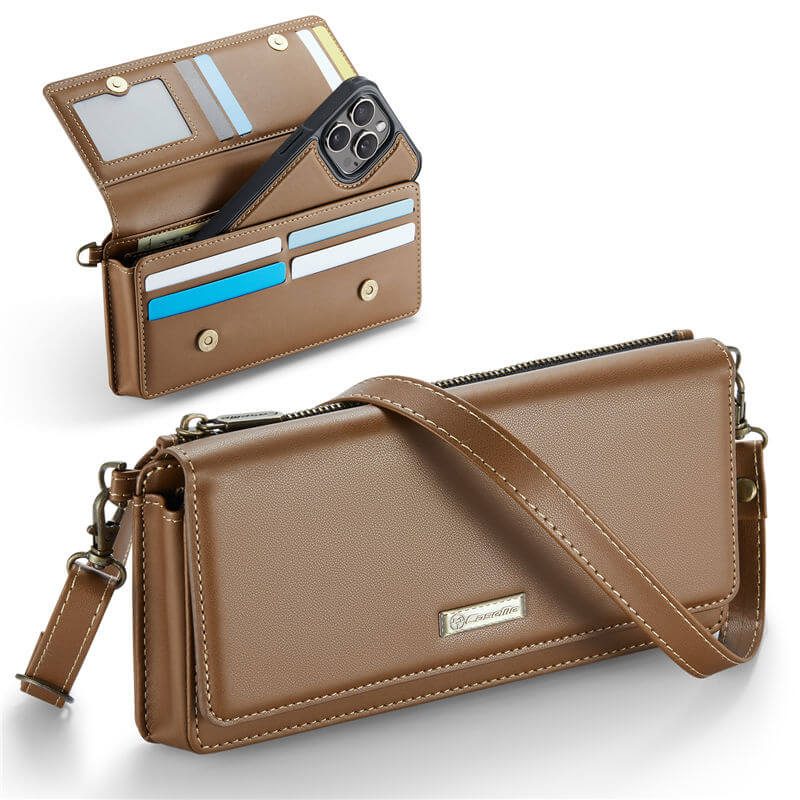 CaseMe RFID Blocking Universal Wallet Crossbody Bag Brown