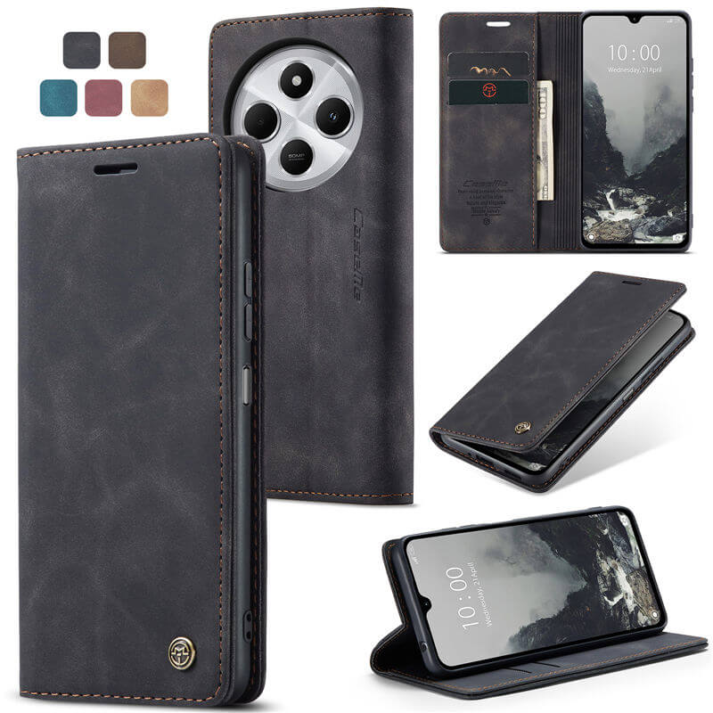 CaseMe Xiaomi 14C Wallet Magnetic Suede Leather Case Black