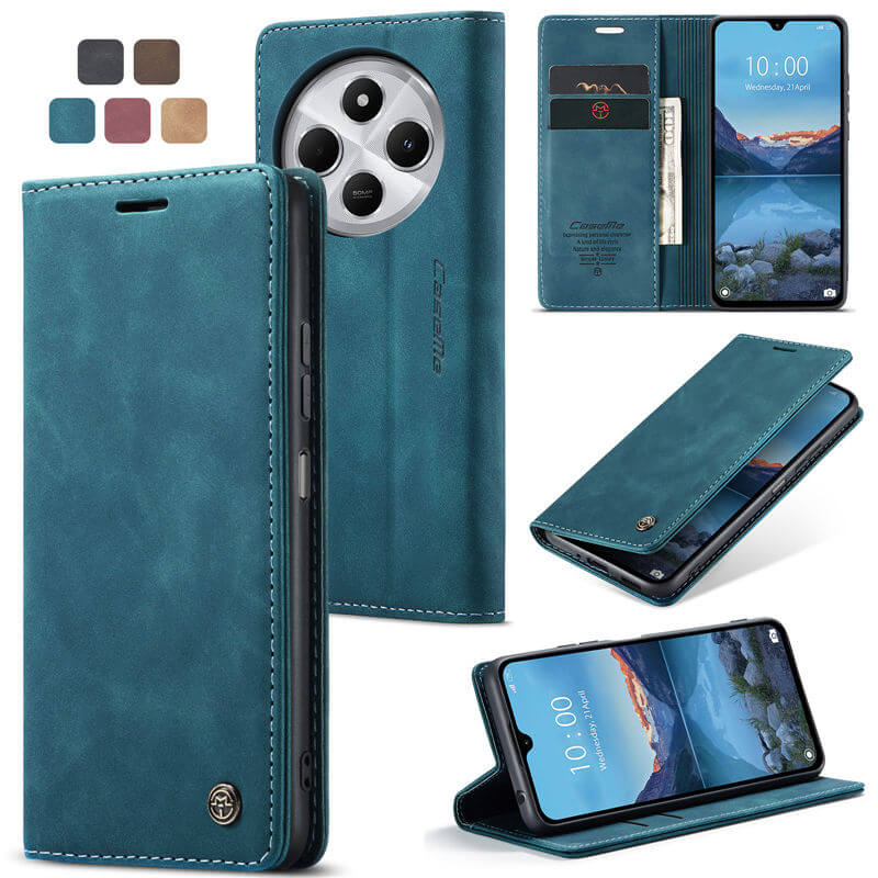 CaseMe Xiaomi Redmi 14C Wallet Magnetic Suede Leather Case Blue