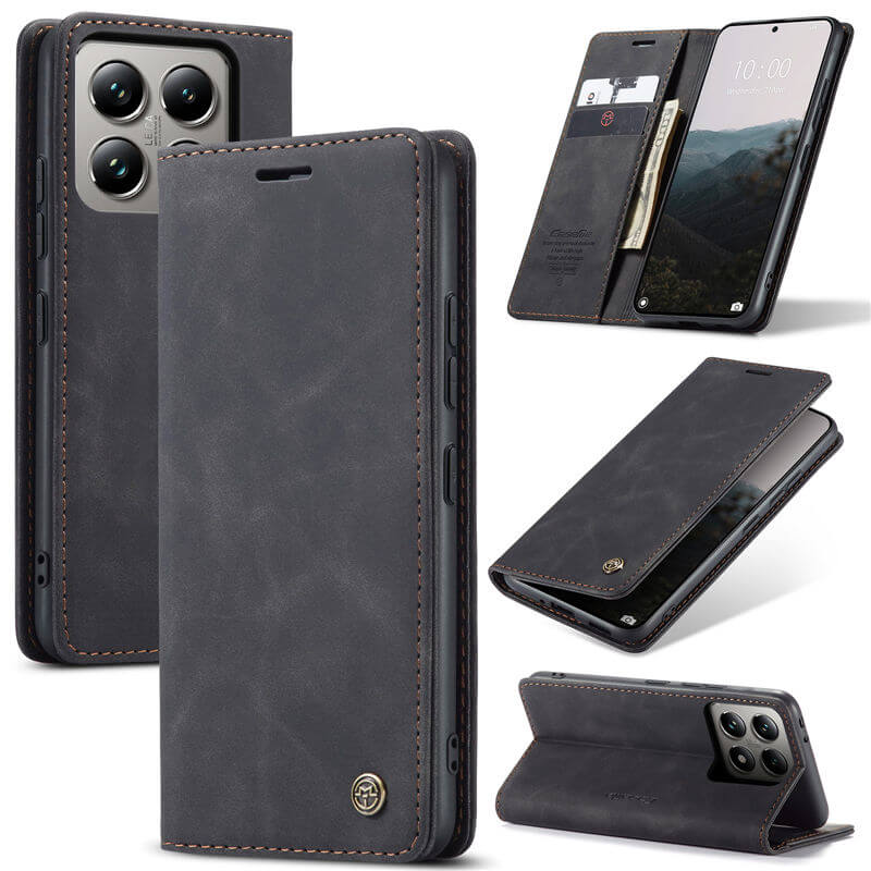 CaseMe Xiaomi 14T Pro Wallet Magnetic Suede Leather Case Black